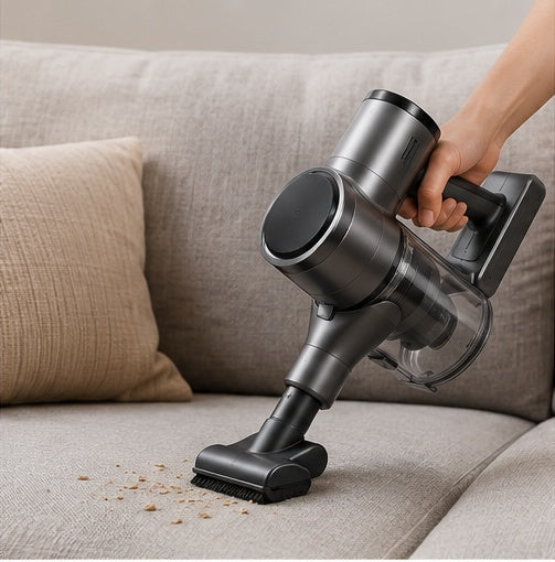 Cordless vacuum cleaning under a sofa